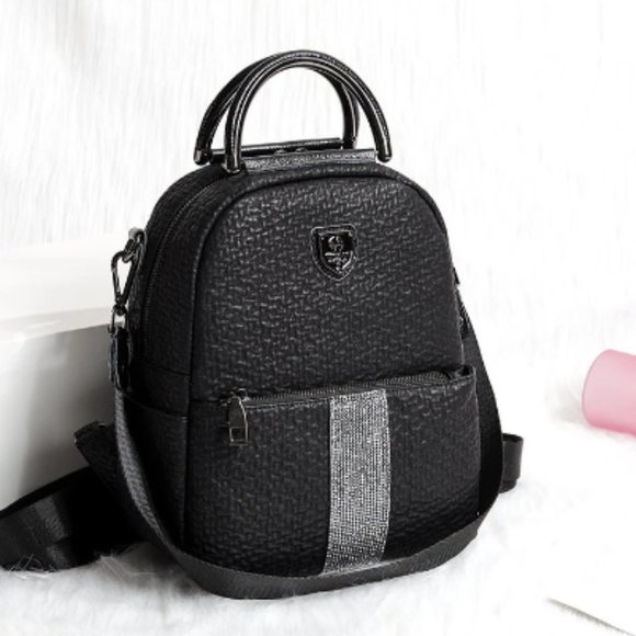New Cowhide Leather Small Round Backpack Fashion Diamond Multi-functional School main image 6